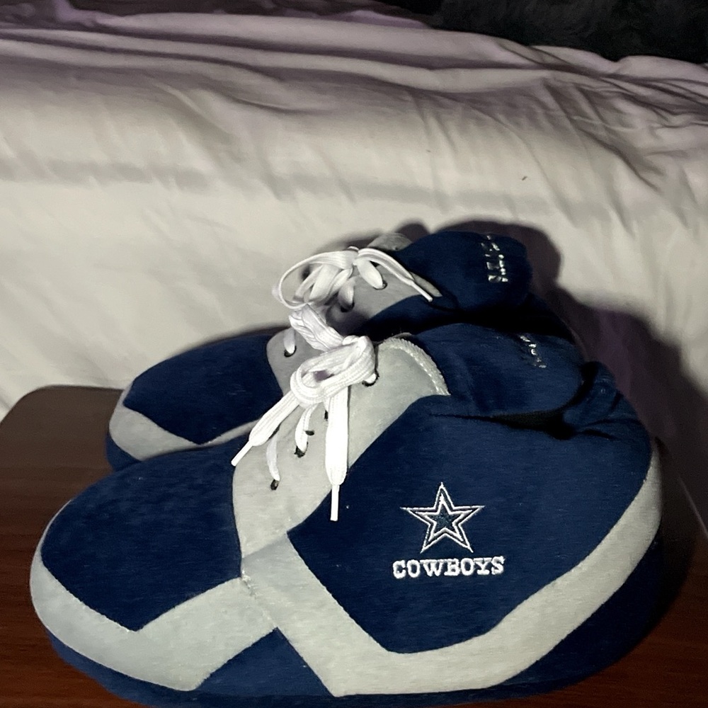 NFL Blue and Gray Slippers Comfortable Slip-On Design